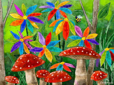 Spring Watercolor Scene 